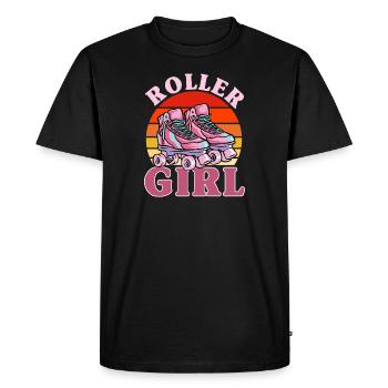Roller Patinage, patin à roulettes, filles, enfants - T-shirt Premium bio Homme - noir - Devant - Nico (187cm)