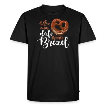 Où deifi est mei Pretzel - T-shirt Premium bio Homme - noir - Devant - Nico (187cm)
