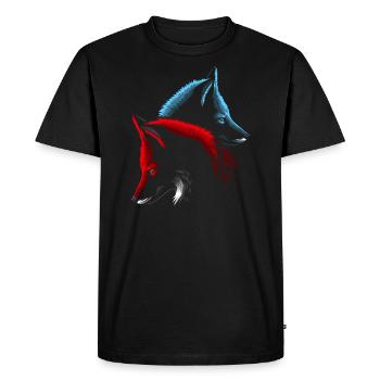 Renards roux et bleus - T-shirt Premium bio Homme - noir - Devant - Nico (187cm)