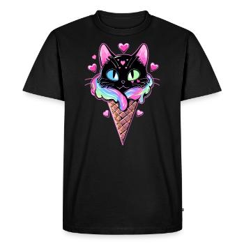 Crème glacée de la Saint-Valentin chat assorti Couple - T-shirt Premium bio Homme - noir - Devant - Nico (187cm)
