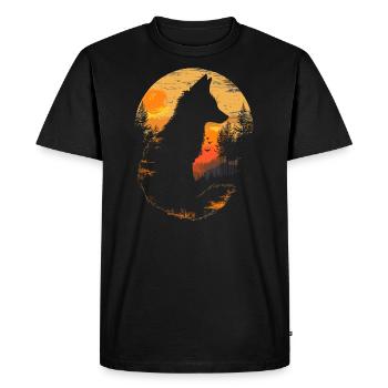 Tête de renard forêt animaux nature arbres bébé renard - T-shirt Premium bio Homme - noir - Devant - Nico (187cm)