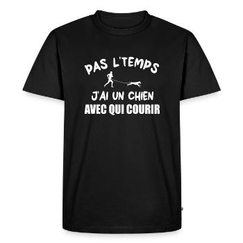 Pas l'temps j'ai un chien avec qui courir t-shirt - T-shirt Premium bio Homme - noir - Devant - Nico (187cm)