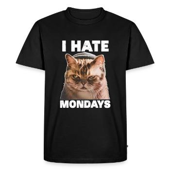 I hate mondays saying cat monday funny - Men's Premium Organic T-Shirt - black - Front - Nico (187cm)