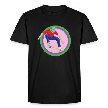 Skateboard Skater Halfpipe Stunt Backflip Board - Men's Premium Organic T-Shirt - black - Front - Nico (187cm)