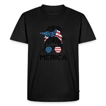 Merica - Men's Premium Organic T-Shirt - black - Front - Nico (187cm)