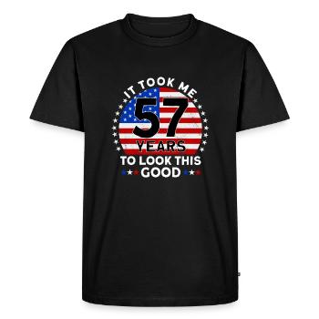Il m’a fallu 57 ans pour être aussi beau - T-shirt Premium bio Homme - noir - Devant - Nico (187cm)