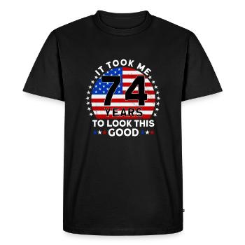 Il m’a fallu 74 ans pour être aussi beau - T-shirt Premium bio Homme - noir - Devant - Nico (187cm)