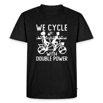 We ride with a double power tandem - Men's Premium Organic T-Shirt - black - Front - Nico (187cm)