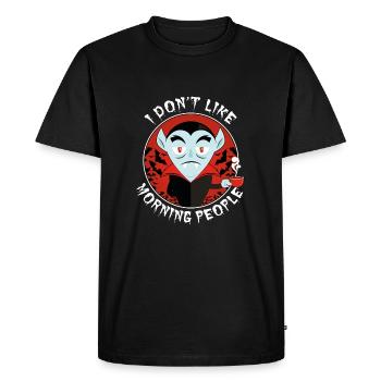 Je n’aime pas les gens du matin - T-shirt Premium bio Homme - noir - Devant - Nico (187cm)