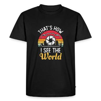 C’est comme ça que je vois le monde - T-shirt Premium bio Homme - noir - Devant - Nico (187cm)