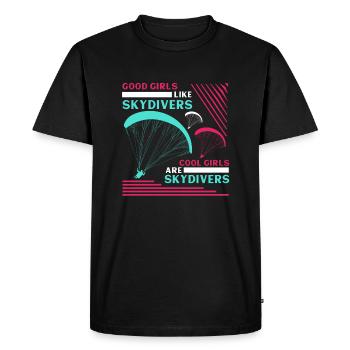 Les bonnes filles comme les parachutistes Les filles cool sont des parachutistes - T-shirt Premium bio Homme - noir - Devant - Nico (187cm)