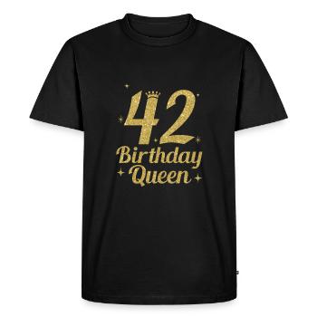 Birthday Queen 42 - Men's Premium Organic T-Shirt - black - Front - Nico (187cm)