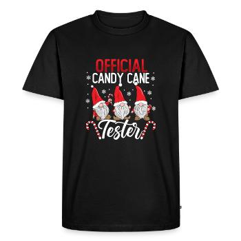 Official Candy Cane Tester - Men's Premium Organic T-Shirt - black - Front - Nico (187cm)