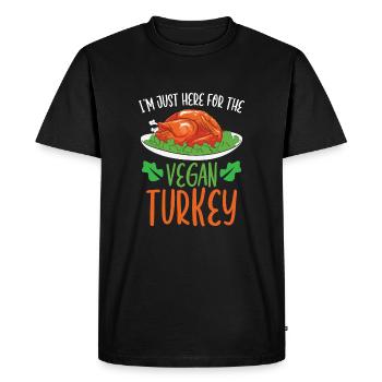 Je suis juste ici pour la dinde végétalienne - T-shirt Premium bio Homme - noir - Devant - Nico (187cm)