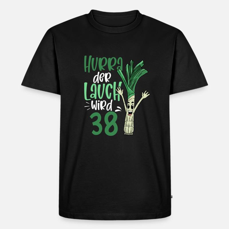 Hurra der Lauch wird 38 - Männer Premium Bio T-Shirt - Schwarz