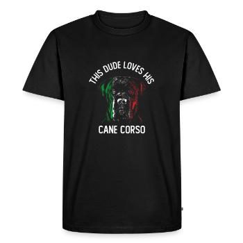 Ce mec aime son Corso de canne - T-shirt Premium bio Homme - noir - Devant - Nico (187cm)