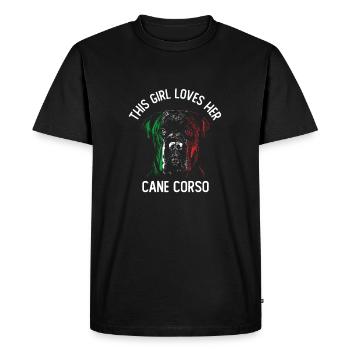 This Girl Loves Her Cane Corso - Men's Premium Organic T-Shirt - black - Front - Nico (187cm)
