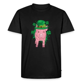 Trèfle Cochon chanceux - T-shirt Premium bio Homme - noir - Devant - Nico (187cm)