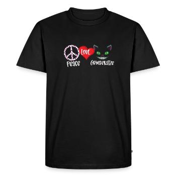 Peace Love Cheshire Cat - Men's Premium Organic T-Shirt - black - Front - Nico (187cm)