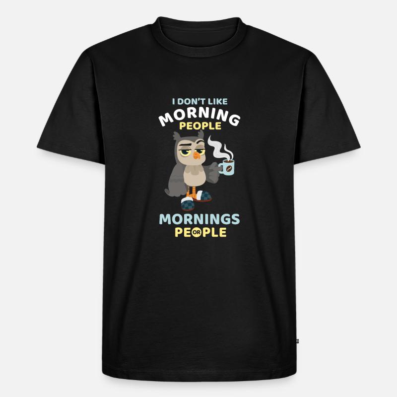 Kaffeesüchtige Eule - Männer Premium Bio T-Shirt - Schwarz
