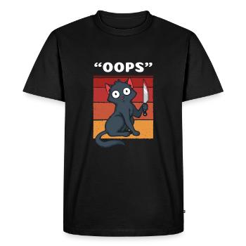 Oups Chat meurtrier - T-shirt Premium bio Homme - noir - Devant - Nico (187cm)