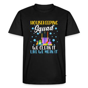 Housekeeping Squad - Men's Premium Organic T-Shirt - black - Front - Nico (187cm)