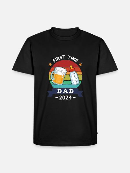First Time Dad 2024 - Männer Premium Bio T-Shirt - Schwarz