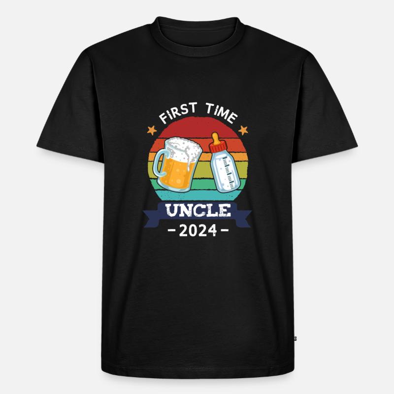 First Time Uncle 2024 - Männer Premium Bio T-Shirt - Schwarz