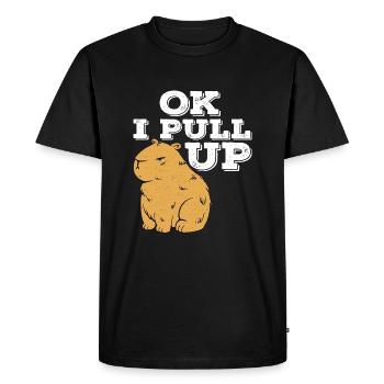 Ok I Pull Up - Men's Premium Organic T-Shirt - black - Front - Nico (187cm)