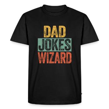Dad Jokes Wizard - Men's Premium Organic T-Shirt - black - Front - Nico (187cm)