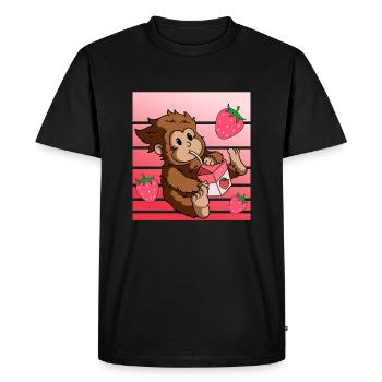 Milkshake aux fraises Bigfoot Kawaii - T-shirt Premium bio Homme - noir - Devant - Nico (187cm)