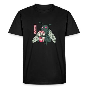 Mothman Kawaii Carton de lait frappé aux fraises - T-shirt Premium bio Homme - noir - Devant - Nico (187cm)
