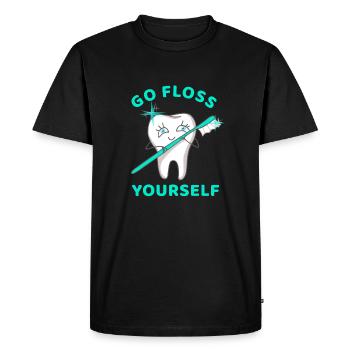 Allez passer la soie dentaire vous-même - T-shirt Premium bio Homme - noir - Devant - Nico (187cm)