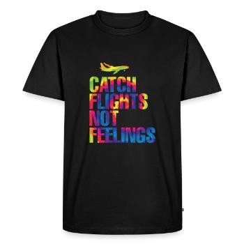 Catch Flights Not Feelings - Men's Premium Organic T-Shirt - black - Front - Nico (187cm)