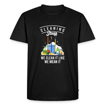 Personnel de nettoyage Nous le nettoyons comme nous le pensons - T-shirt Premium bio Homme - noir - Devant - Nico (187cm)