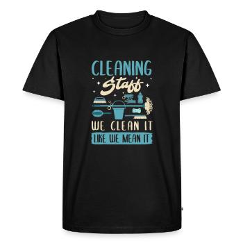 Personnel de nettoyage - T-shirt Premium bio Homme - noir - Devant - Nico (187cm)