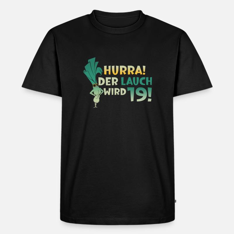 Hurra der Lauch wird 19 - Männer Premium Bio T-Shirt - Schwarz
