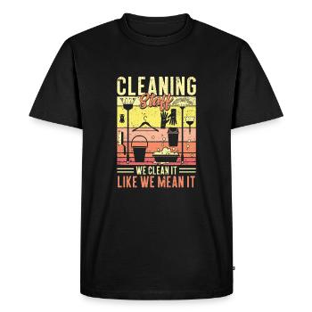 Personnel de nettoyage - T-shirt Premium bio Homme - noir - Devant - Nico (187cm)