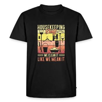 Housekeeping Staff - Men's Premium Organic T-Shirt - black - Front - Nico (187cm)