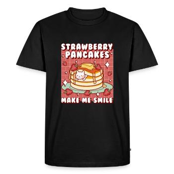 Strawberry Pancakes Make Me Smile - Men's Premium Organic T-Shirt - black - Front - Nico (187cm)