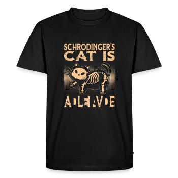 Le chat de Schrödinger est mort et vivant - T-shirt Premium bio Homme - noir - Devant - Nico (187cm)