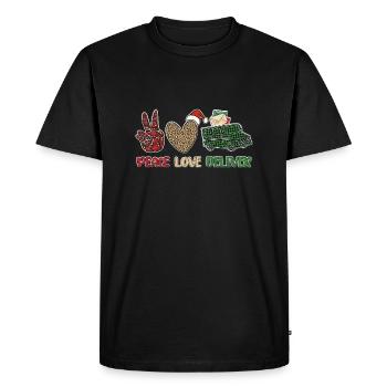 Peace Love Deliver - Men's Premium Organic T-Shirt - black - Front - Nico (187cm)