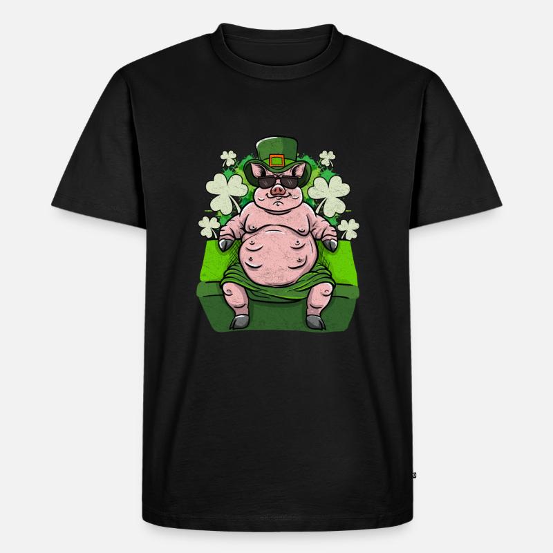 Irisches Glücksschwein - Männer Premium Bio T-Shirt - Schwarz