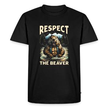 Respectez le castor - T-shirt Premium bio Homme - noir - Devant - Nico (187cm)
