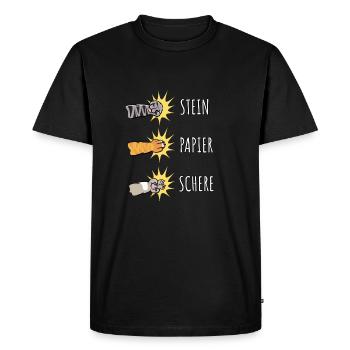 Pierre Papier Ciseaux Jeu Main Pattes de Chat - T-shirt Premium bio Homme - noir - Devant - Nico (187cm)