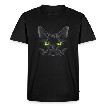 Chat noir Yeux verts - T-shirt Premium bio Homme - noir - Devant - Nico (187cm)