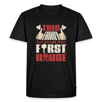 Cette famille vient d’acheter sa première maison - T-shirt Premium bio Homme - noir - Devant - Nico (187cm)