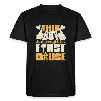 Ce garçon vient d’acheter sa première maison - T-shirt Premium bio Homme - noir - Devant - Nico (187cm)