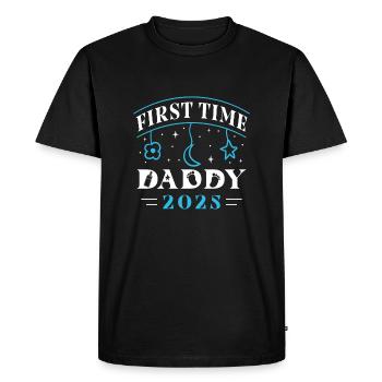 Papa pour la première fois 2025 - T-shirt Premium bio Homme - noir - Devant - Nico (187cm)