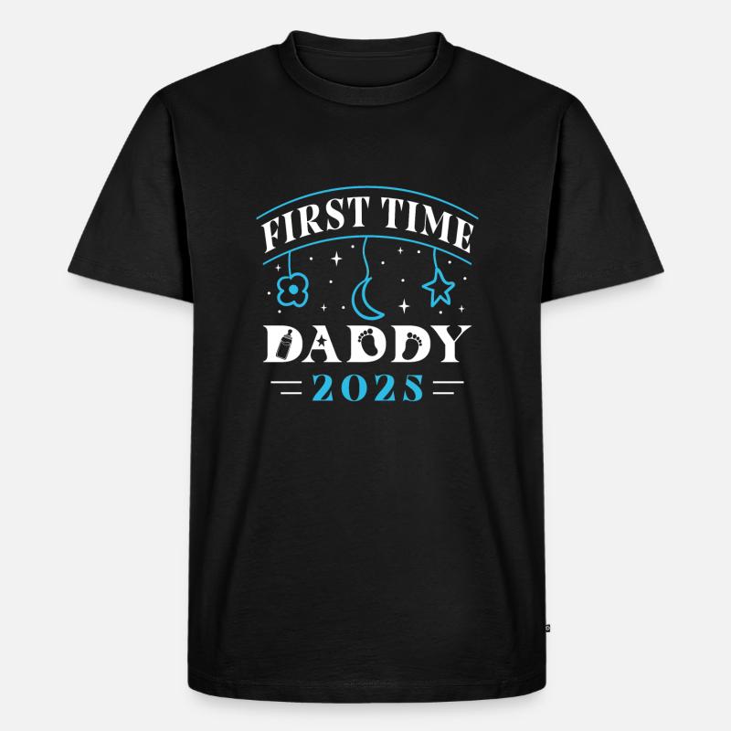 First Time Daddy 2025 - Männer Premium Bio T-Shirt - Schwarz